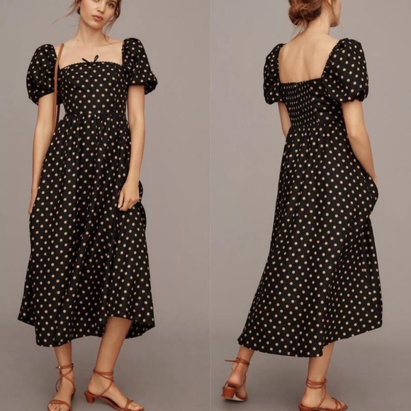 Reformation Dresses & Skirts - Reformation Marella Polka Dot Linen Dress Size 4